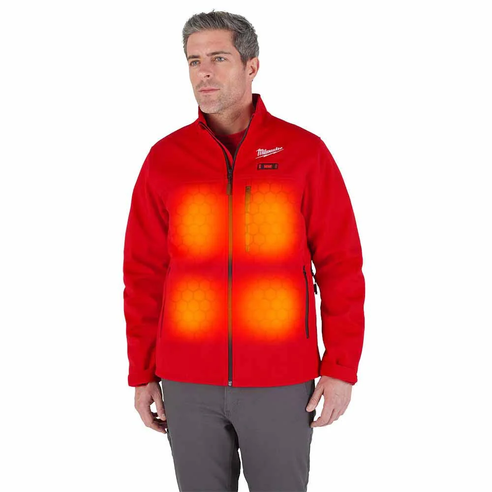 Milwaukee M100R-21 M12 Heated Red Toughshell Jacket with (1) 3.0 Ah Battery and Charger - Toolusup